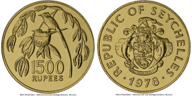 Republic gold "Flycatcher" 1500 Rupees 1978 MS69 NGC, British Royal Mint, KM41. Mintage: 683. Conservation series. Accompanied by COA. HID09801242017 ...