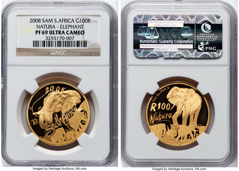 Republic 4-Piece Certified gold "Natura - Elephant" Proof Set 2008-SAM PR69 Ultr...