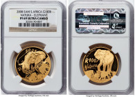 Republic 4-Piece Certified gold "Natura - Elephant" Proof Set 2008-SAM PR69 Ultra Cameo NGC, 1) 100 Rand, KM450 2) 50 Rand, KM449 3) 20 Rand, KM448 4)...