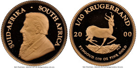 Republic gold Proof 1/10 Krugerrand (1/10 oz) 2000 PR69 Ultra Cameo NGC, KM105. HID09801242017 © 2024 Heritage Auctions | All Rights Reserved www.HA.c...