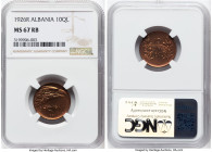 Zog I 10 Qindar Leku 1926-R MS67 Red and Brown NGC, Rome mint, KM2. The valorous eagle portrait is on the wish list for many world generalists, though...
