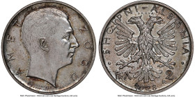 Zog I silver Prova 2 Franga Ari 1928-R MS66+ NGC, Rome mint, KM-PrA36, Mont-49 (R4), Pag-808. Mintage: 50. An exceptionally well preserved example, cu...