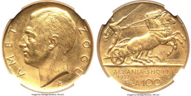Zog I gold 100 Franga Ari 1927-R AU Details (Cleaned) NGC, Rome mint, KM11a.2, Fr-1. One star below bust variety. HID09801242017 © 2024 Heritage Aucti...