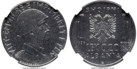Italian Occupation. Vittorio Emanuele III steel Prova 0.20 Lek 1939-R MS65 NGC, Rome mint, KM-Pr58, Pag-411 (R4). The best of three fractional trial t...