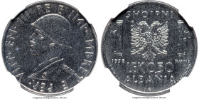 Italian Occupation. Vittorio Emanuele III steel Proof Prova 0.50 Lek 1939-R PR65 NGC, Rome mint, KM-Pr59, Pag-410 (R4). Impeccably preserved in a Proo...