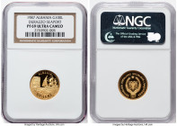 People's Socialist Republic gold Proof "Durazzo Seaport" 100 Leke 1987 PR69 Ultra Cameo NGC, KM59, Fr-23. HID09801242017 © 2024 Heritage Auctions | Al...