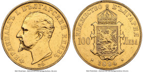 Ferdinand I gold 100 Leva 1894-KB AU Details (Removed From Jewelry) NGC, Kremnitz mint, KM21, Fr-2. Mintage: 2,500 From the KB Collection HID098012420...