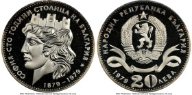 People's Republic silver Proof "Centennial of Sofia as Capital" 20 Leva 1979 PR67 Ultra Cameo NGC, Sofia mint, KM106a. 42mm. From the Globus Collectio...