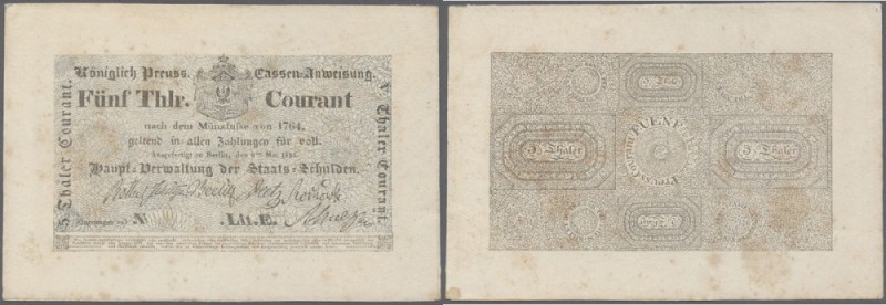 Preussen, 5 Thaler Courant, 6.5.1824, PiRi A209, Litera E, ungefaltet mit einige...
