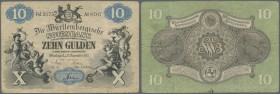 Württemberg: 10 Gulden 1871, Ro.WTB 2, mehrere senkrechte Knicke und kleine Flecken, keine Risse oder Löcher. Hervorragende Erhaltung dieser äußerst s...