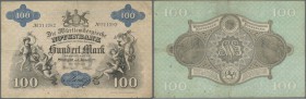 Württemberg: Württembergische Notenbank 100 Mark 18xx (vermutlich 1890), Ro.WTB 8, kleines Loch in der Mitte der Note genau an der Jahreszahl, reparie...