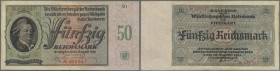 Württemberg: Württembergische Notenbank 50 Reichsmark 1925, Ro.WTB 29, sehr schöner farbfrischer Schein mit Gebrauchsspuren, mehrere Knicke und Flecke...