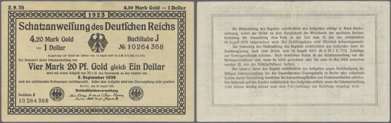 Deutsches Reich: 4,20 Mark Gold = 1 Dollar 1923, Ro.151b, sehr saubere Gebrauchs...