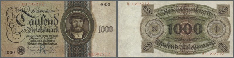 1000 Reichsmark 1924 Holbein-Serie, Ro.172a in sehr sauberer, leicht gebaruchter...
