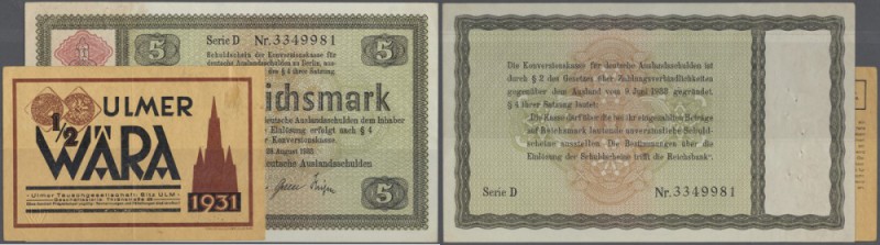 Deutsches Reich: 5 Reichsmark der Konversionskasse, Ausgabe 1934 mit Heftlöchern...