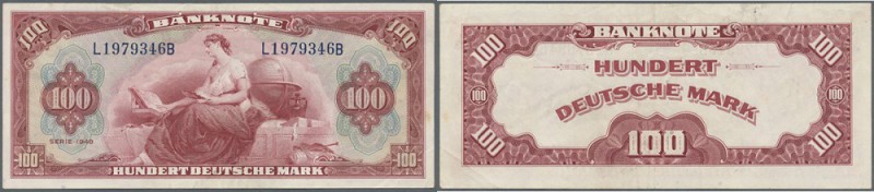 Bundesrepublik: 100 DM 1948 (roter Hunderter), Ro.244, saubere, farbfrische Gebr...