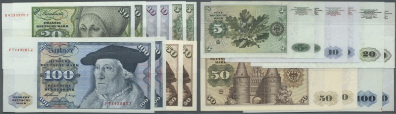 Lot mit 34 Banknoten der BBK I 1960, dabei 6 x 5 DM 1960 in leicht gebraucht bis...