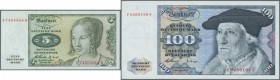 5, 10, 20, 50, 100 DM 1960, Ro.262-266 in teils kassenfrischer Erhaltung (5 Banknoten) // G.F.R.: 5, 10, 20, 50, 100 DM 1960, P.18-22 in XF - UNC cond...