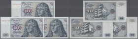 Bundesrepublik: set mit 3 Noten 10 DM 1977 mit fortlaufender Seriennummer CG2725196T, -197T und -198T in kassenfrischer Erhaltung (3 Banknoten) // G.F...