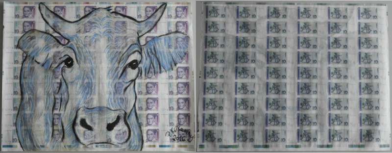 Original Bogen der Bundesbank zu 10 DM 1993 (9 x 6= 54 Scheine), Ro.303a mit Gem...