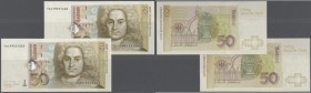 Bundesrepublik: 2 x 50 DM 1996, Ersatznote Serie ”YA”, Ro.309b mit fortlaufender Seriennummer YA4192213G3 und -14G6, beide in kassenfrischer Erhaltung...