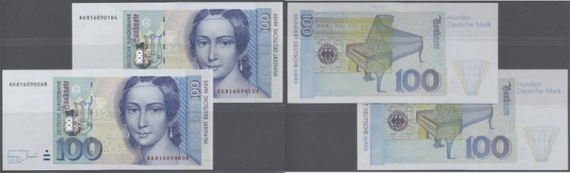 Bundesrepublik: 2 x 100 DM 1996, Ro.310b mit fortlaufender Seriennummer KK816090...