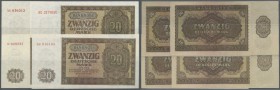 Set mit 11 Banknoten 20 Mark 1948 UdSSR- und DDR-Druck Ro.344a,b,c,d in leicht gebraucht und dazu 7 x 20 Mark mit fortlaufender Seriennummer Ro.344d i...
