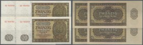 Set mit 15 Banknoten 20 Mark 1948, Ro.344d mit fortlaufender Seriennummer. Erhaltung: UNC (15 Banknoten)