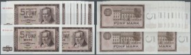 Set mit 11 Banknoten 5 Mark 1964, dabei laufende Serie und Ersatznote und 9 x 5 Mark mit fortlaufender Seriennummer, Ro.354a,b. Erhaltung: UNC (11 Ban...