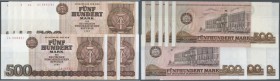 Set mit 8 Banknoten 500 Mark 1985, dabei laufende Serie und Ersatznote ”ZA” Ro.365a,b, 500 Mark aus laufender Serie mit hellroter KN Ro.365F und 5 x 5...