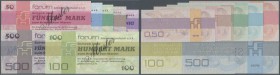 Mustersatz der Forum Außenhandelsgesellschaft m.b.H. von 50 Pfennig bis 500 Mark 1979, alle mit schwarzem Aufdruck ”Muster” (500-er handschriftlich un...