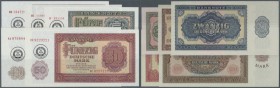 Set mit 5 Banknoten der Militärausgaben der NVA 5, 10, 20, 50 und 100 Mark 1955 mit schwarzem Maschinenstempel ”Militärgeld”, Ro.374b, 375b, 376b, 377...