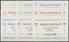 LPG-Geld, Neuholland Kreis Oranienburg, ”Georgi Dimitroff”, 10, 15, 50 Pf., 1, 5, 10, 50, 100, 1000 MDN, 1963, Erh. I, 9 Scheine