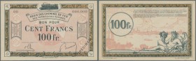 Rheinland: Régie des Chemins de Fer des Territoires Occupés (RCFTO) 100 Francs o.D. 1923 MUSTER/Specimen, leichter Kleberest/Klammerwelle, Durchstoßun...