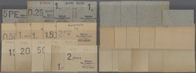 Diedenhofen / Westmark, Röchlingsche Eisen- und Stahlwerke G.m.b.H., Werk Ebingen, 5 Pf., 0.25, 2 x 1 Mark, 8.8.1942, 0.50, 2 x 1, 1.50, 2 Mark, 13.8....