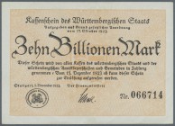 Württemberg: Finanzminister, Stuttgart, 10 Billionen Mark, 1.11.1923, Erh. I-II
