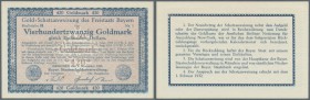 Bayern, Bayerische Staatsschuldenverwaltung, 420 GM = 100 $, München, 1.11.1923, Unterdruck rosa, Erh. I