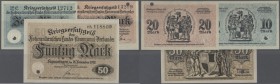 Hohenzollern, Landes-Kommunal-Verband in Sigmaringen, 10, 20, 50 Mark, 18.11.1918, mit KN und Prägestempel, lochentwertet, Erh. I, total 3 Scheine