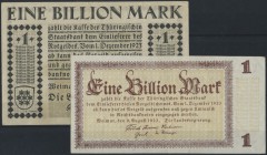 Thüringen, Landesregierung, Weimar, 1 Billion Mark, 9.8.1923, schwarz auf grau, No KN, Serie C, Erh. II-III, 1 Billion Mark, 9.8.1923, braun, Wz. Boge...