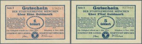 München, Stadt, 1, 2, 5 Goldmark, 4.11.1923, Erh. I, 3 Scheine