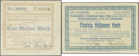 Schwarzenfeld, Tonwarenfabrik und Chamottewerk, 1 Mio., 2 Mio., 5 Mio., 10 Mio., 20 Mio., 50 Mio. Mark, 27.8.1923, vollständige Ausgabe, Erh. II / III...