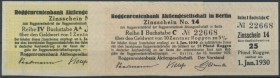 Berlin, Roggenrentenbank AG, 2 1/2 Pfund Roggen, 1.6.1923, zahlbar am 1.1.1923, als Notgeld verwendeter Zinsschein, 25 Pfund Roggen, 10.11.1922, zahlb...