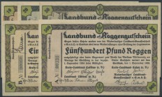 Cottbus, Calau, Lübben, Niederlausitz, Landbund-Roggengutscheine über 10, 20, 50, 100 und 500 Pfund Roggen, 1.9.1923, div. Laufzeitbezeichnungen, Erh....