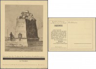 Potsdam, Deutsche Kraftfahrtruppen 1914 - 1918, 0.50 Mark, o. D. (1931), Baustein-Postkarte für das Denkmal, ungebrauchte hochformatige braune AK 105 ...