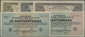 Siemensstadt bei Berlin, Siemens & Halske AG und Siemens-Schuckertwerke GmbH, 1 Rpf. (H), 5 Rpf. (O), 10 Rpf. (C), 50 Rpf. (N), 1 RM (M), 15.11.1923, ...