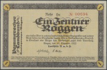 Bergen, Pommerscher Landbund Kreisgruppe Rügen und Landhilfe GmbH, Ein Zentner Roggen, 10.12.1923, Reihe Hu, Erh. I