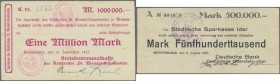 Baumholder, Kreiskommunalkasse des Restkreises St. Wendel=Baumholder, 1 Mio. Mark, 13.9.1923, Oberstein-Idar, Deutsche Bank, 500 Tsd. Mark, 8.8.1923, ...