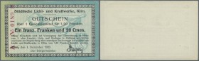 Kirn, Städtische Licht- und Kraftwerke, 1 Gascubikmeter für 1,20 franz. Franken, 1.12.1923, Erh. I