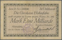 Hohenfichte, Girokasse, 1 Mrd. Mark, 19.10.1923, gedruckter Scheck, weder Nominale noch Datum bei Keller, Erh. III