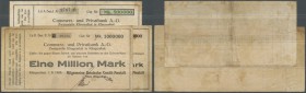 Klingenthal, Allgemeine Deutsche Credit-Anstalt, 500 Tsd., 2 x 1 Mio. Mark (Wertzeilen fett und hohl), 1.8.1923, Erh. IV, 3 Scheine